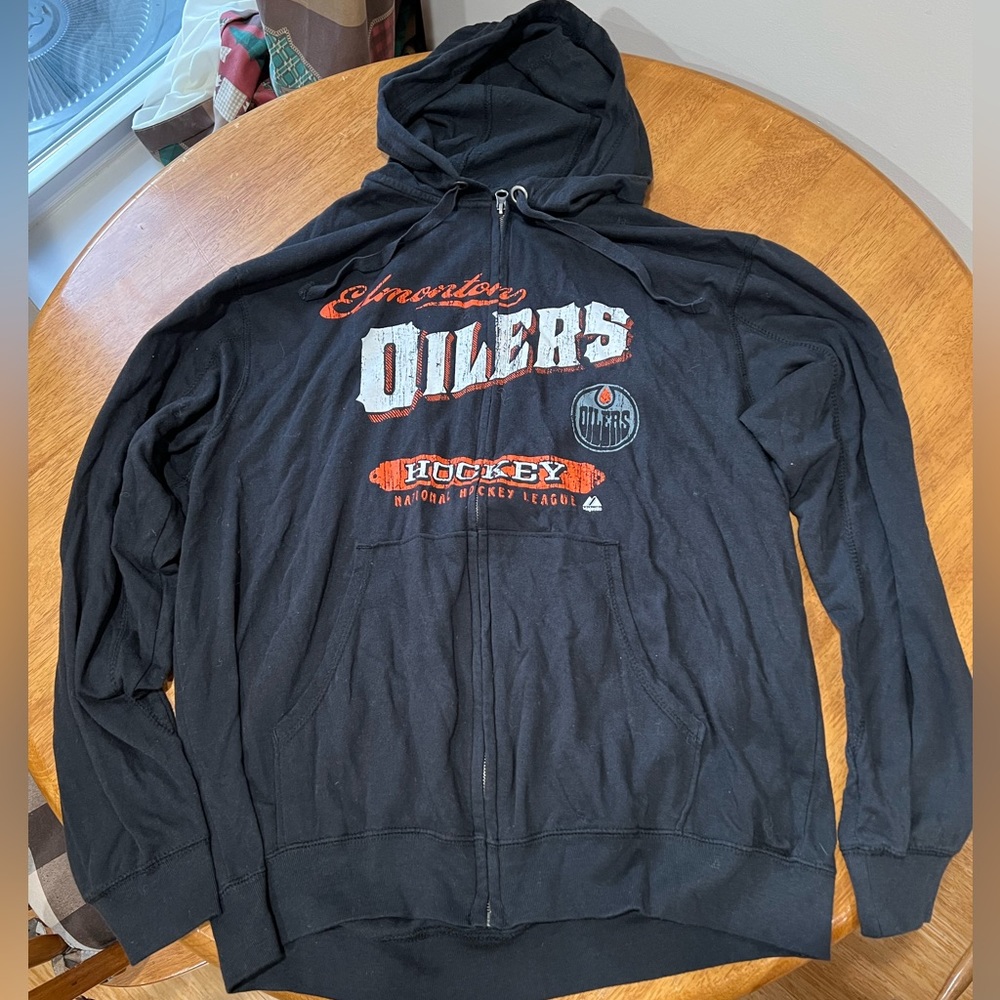 NHL Hockey Edmonton Oilers Full Zipper Lightweight Hoodie